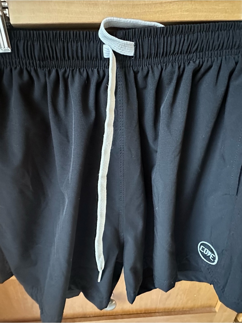 Cove Black Athletic Shorts with White Drawstring